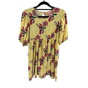 HUGO TIKI Yellow Bunny Flower Terry Cloth Dress 12T Kids